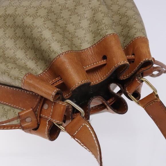 CELINE Macadam Canvas Shoulder Bag Beige Gold - Picture 6 of 12